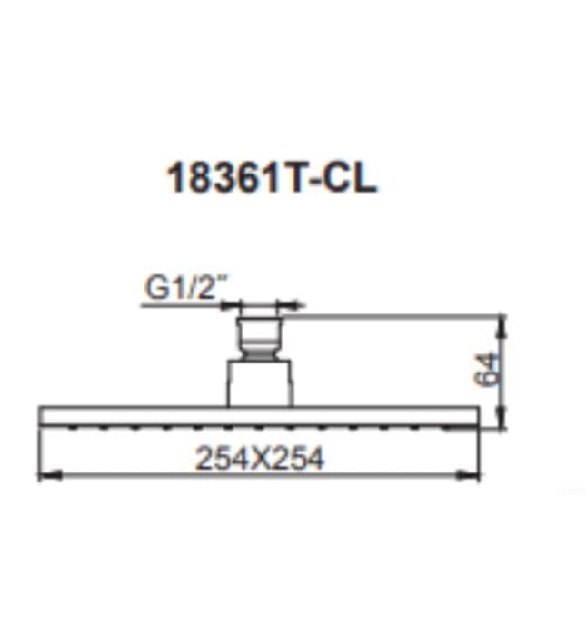 Đầu sen vuông gắn trần Kohler K-73040T-CL-CP