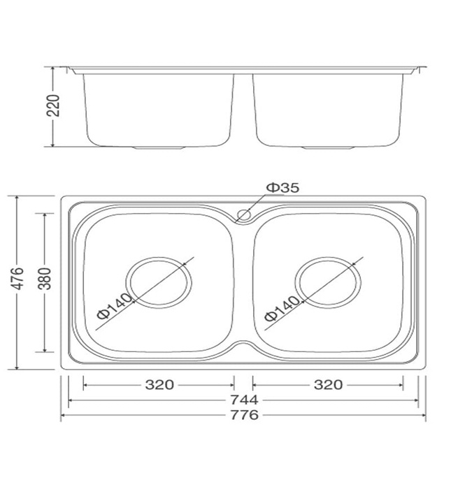 Chậu Rửa Chén 2 hố Malloca MS 1001 