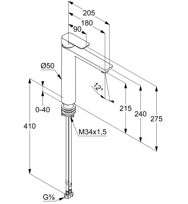 Vòi lavabo nóng lạnh 1 chân cao Kludi Pure & Style 402960575