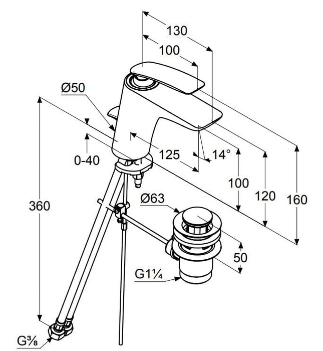 Vòi lavabo nóng lạnh 1 chân Balance Kludi 520230575