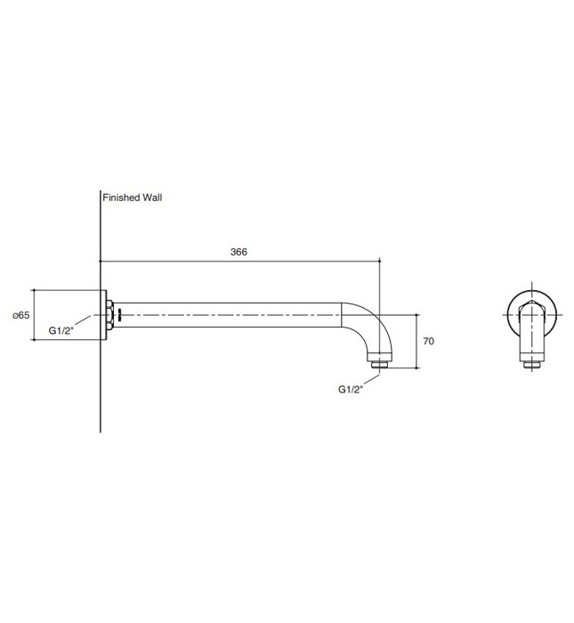 Tay sen gắn tường Kohler K-15396T-B-RGD