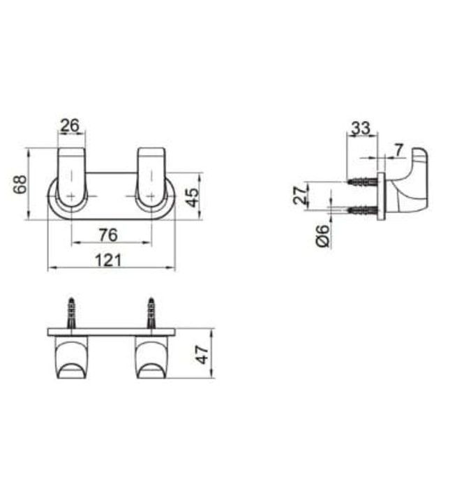 Móc treo đôi Kohler Avid K-97500T-2MB​