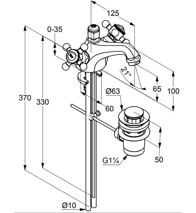 Vòi lavabo 1 chân 2 núm xoay Adlon Kludi 510120520