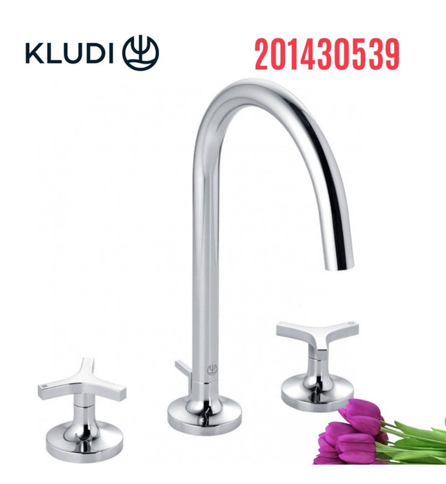 Vòi lavabo nóng lạnh 3 chân 2 tay gạt Kludi Nova Fonte 201430539