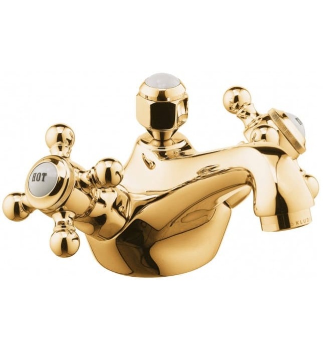 Vòi lavabo 1 chân 2 núm xoay vàng Adlon Kludi 510124520