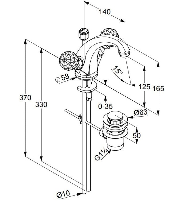 Vòi lavabo nóng lạnh 1 chân 2 núm xoay Adlon Kludi 5101005G5