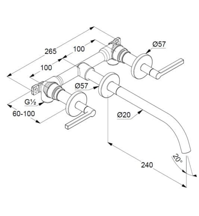 Vòi lavabo nóng lạnh âm tường Kludi Nova Fonte 201460515