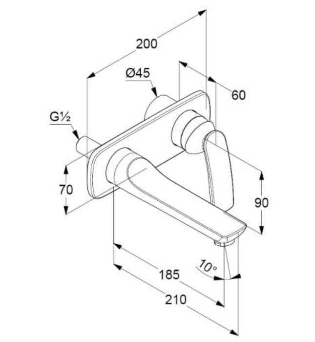 Vòi lavabo 2 chân âm tường Đức Kludi Balance 522469175