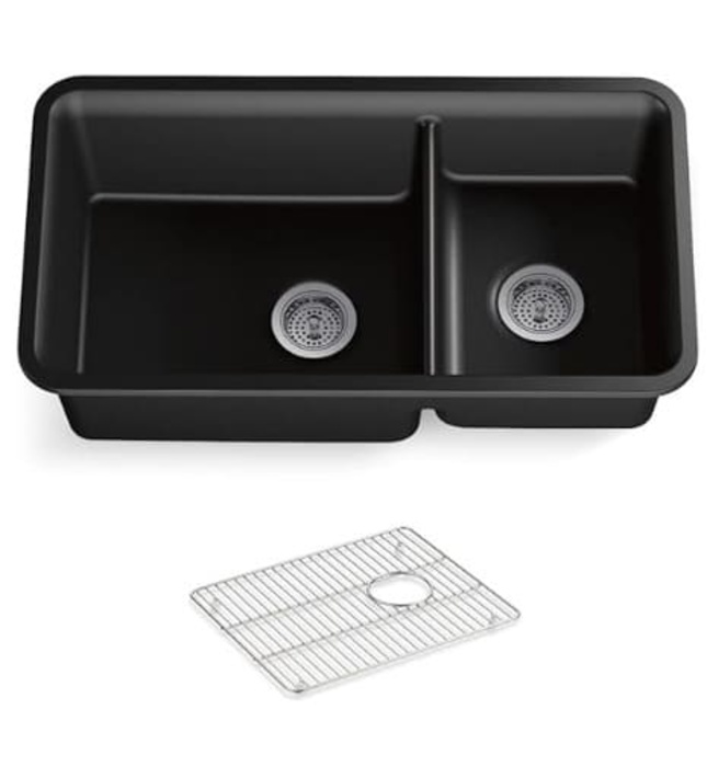 Chậu rửa chén 2 hố âm bàn kèm khay KOHLER Cairn K-8204-CM1