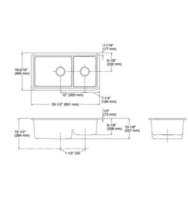 Chậu rửa chén 2 hố âm bàn kèm khay KOHLER Cairn K-8204-CM3