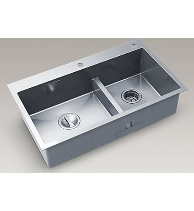 Chậu rửa chén 2 hố lệch âm bàn Kohler Malleco K-21918T-2PD-NA