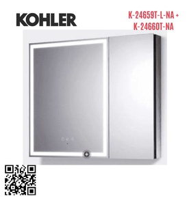 Tủ gương với đèn Kohler GrooMing K-24659T-L-NA + K-24660T-NA (Bạc) 
