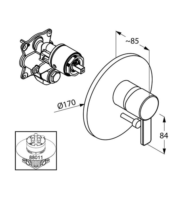 Mặt nạ chuyển hướng 2 đường nước đen Zenta Đức Kludi 386508675