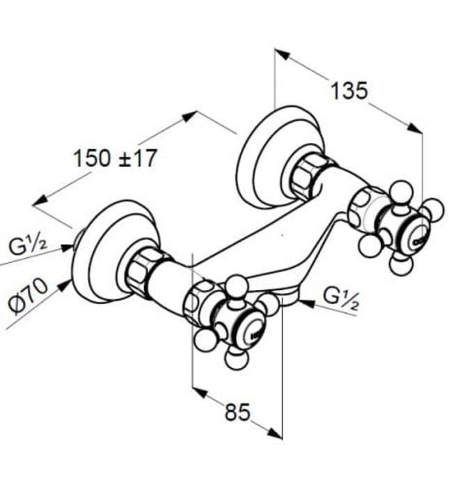 Bộ trộn nóng lạnh 2 núm xoay mạ vàng Kludi Adlon 516104520