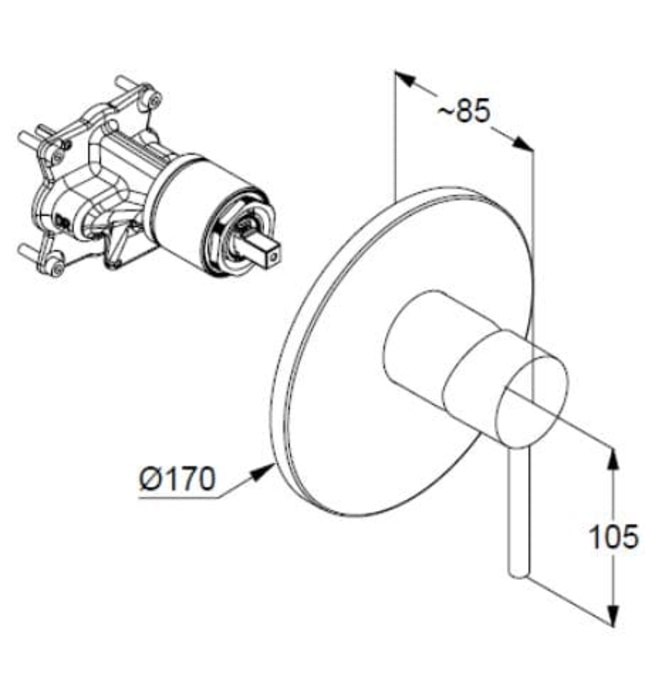 Mặt nạ bộ trộn âm 1 đường nước Zenta Đức Kludi 386550576