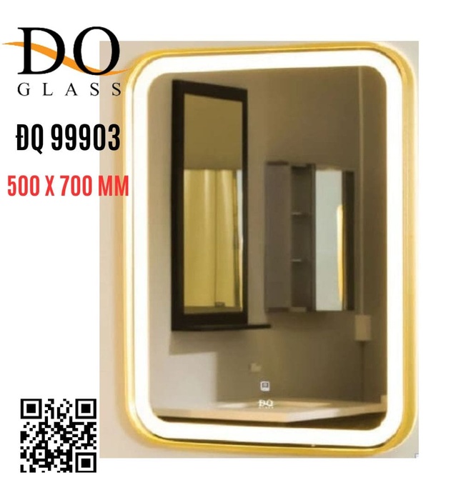 Gương Đèn Led Chữ Nhật 500 x 700 mm Đình Quốc ĐQ 99903 viền nhôm