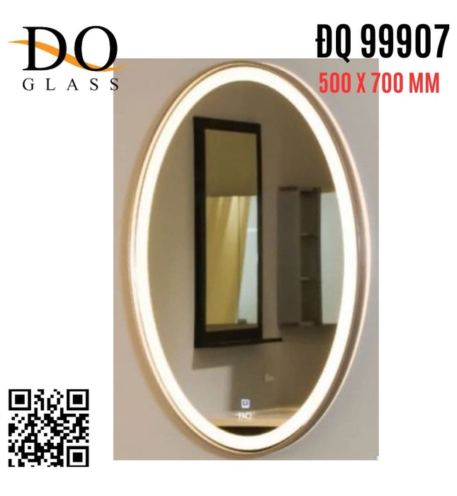 Gương đèn led hình ovan Đình Quốc ĐQ 99907 500x700mm viền inox 