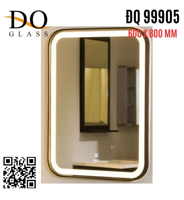 Gương đèn led hình chữ nhật Đình Quốc ĐQ 99905 600x800mmv viền inox 