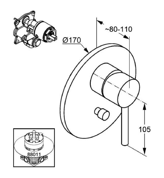 Mặt nạ bộ trộn âm 2 đường nước đen Zenta Đức Kludi 386503976