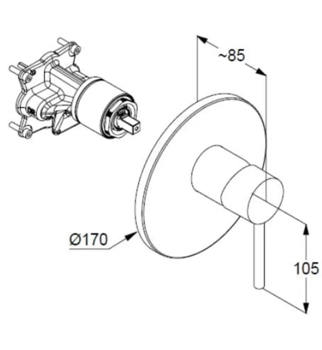 Mặt nạ bộ trộn âm 1 đường nước đen Zenta Đức Kludi 386553976