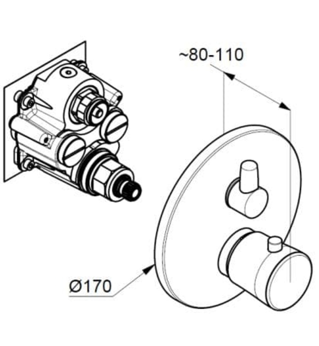 Mặt nạ bộ trộn âm 2 đường nước Balance Đức Kludi 528300575