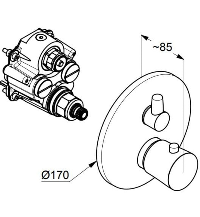 Mặt nạ bộ trộn âm 2 đường nước trắng Balance Đức Kludi 528309175