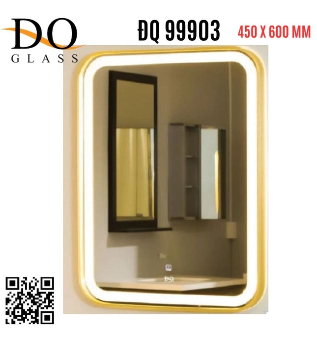 Gương Đèn Led Chữ Nhật Đình Quốc ĐQ 99903 (450 x 600 mm) viền nhôm