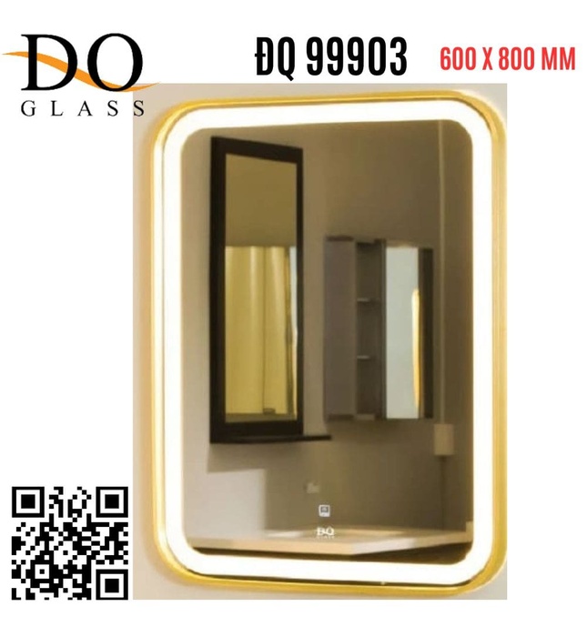 Gương Đèn Led Chữ Nhật Đình Quốc ĐQ 99903 (600x800mm) viền inox 