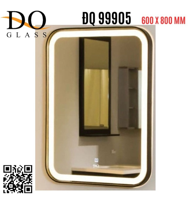 Gương đèn led hình chữ nhật Đình Quốc ĐQ 99905 (600x800mm) viền nhôm