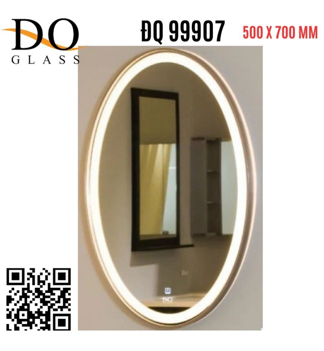 Gương đèn led hình ovan Đình Quốc ĐQ 99907 (500x700mm) viền nhôm