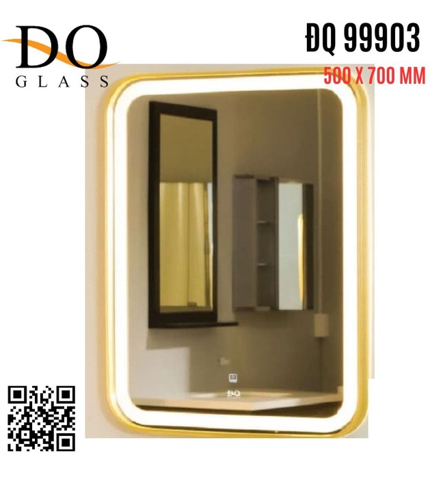 Gương Đèn Led Chữ Nhật Đình Quốc ĐQ 99903 (500x700mm) viền inox 