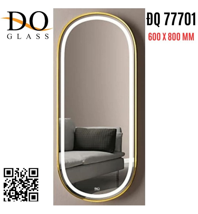 Gương đèn led hình chữ nhật viền nhôm Đình Quốc ĐQ 77701( 600x800mm)