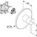 Mặt nạ bộ trộn âm 1 đường nước đen Zenta Đức Kludi 386553976