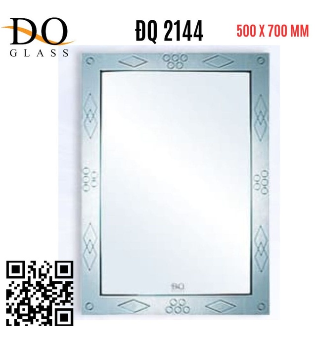 Gương trang trí hoa văn viền 500x700mm Đình Quốc ĐQ 2144