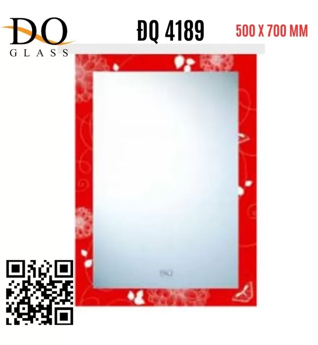 Gương Phòng Tắm Trang Trí Hoa Văn Đình Quốc ĐQ 4189 500x700mm