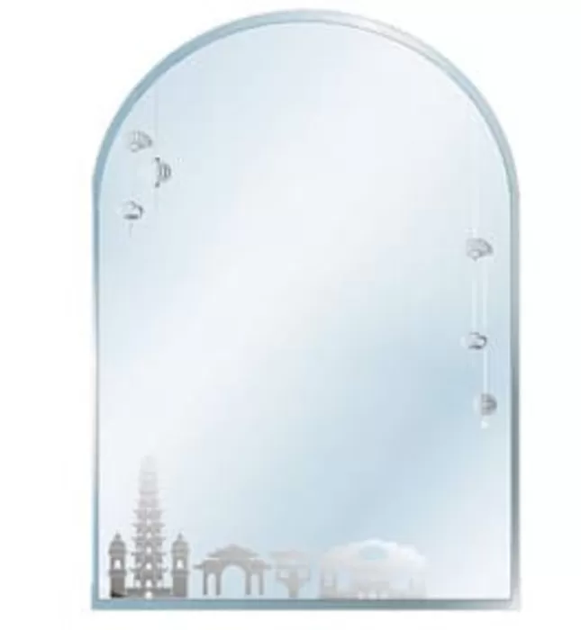 Gương Phòng Tắm Trang Trí Hoa Văn Hình Tròn Đình Quốc ĐQ 8802 450x600mm