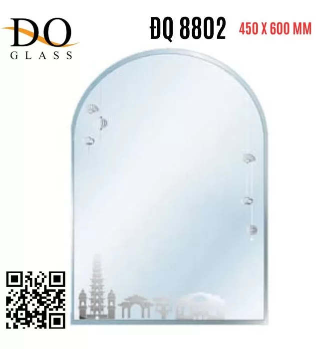 Gương Phòng Tắm Trang Trí Hoa Văn Hình Tròn Đình Quốc ĐQ 8802 450x600mm