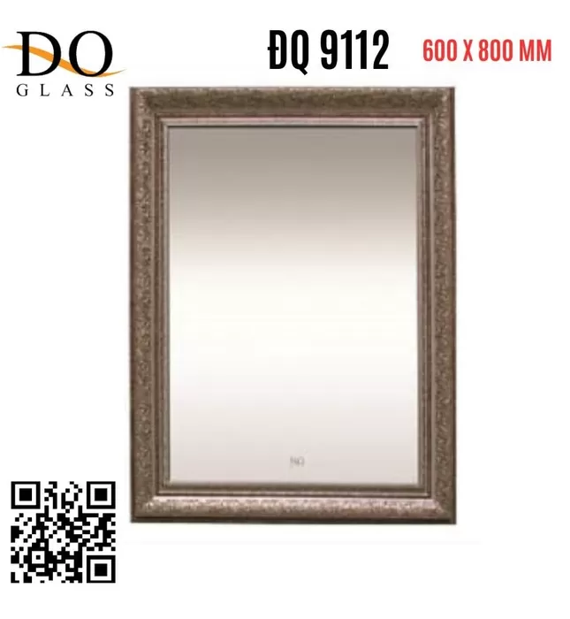 Gương Phòng Tắm Trang Trí Hoa Văn Đình Quốc ĐQ 9112 600x800mm