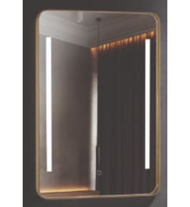 Gương đèn led hình chữ nhật bo góc viền inox Đình Quốc ĐQ 99902-1 (500x700mm)