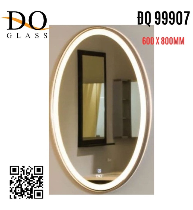 Gương đèn led hình ovan Đình Quốc ĐQ 99907 600x800mm viền nhôm