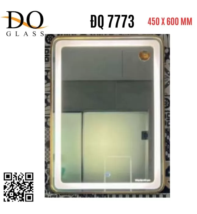 Gương Đèn LED Viền Nhôm Hình Chữ Nhật Đình Quốc ĐQ 7773 450x600mm
