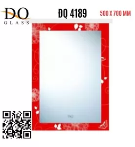 Gương Phòng Tắm Trang Trí Hoa Văn Đình Quốc ĐQ 4189 500x700mm