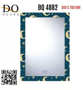 Gương Phòng Tắm Trang Trí Hoa Văn Đình Quốc ĐQ 4882 500x700mm