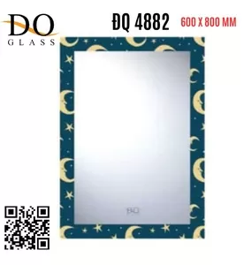 Gương Phòng Tắm Trang Trí Hoa Văn Đình Quốc ĐQ 4882 600x800mm