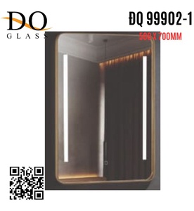 Gương đèn led hình chữ nhật bo góc viền inox Đình Quốc ĐQ 99902-1 (500x700mm)