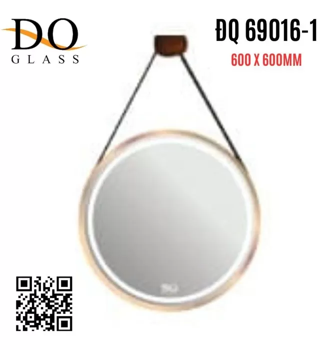Gương Phòng Tắm Dây Da Hình Tròn Đình Quốc ĐQ 69016-1 600x600mm
