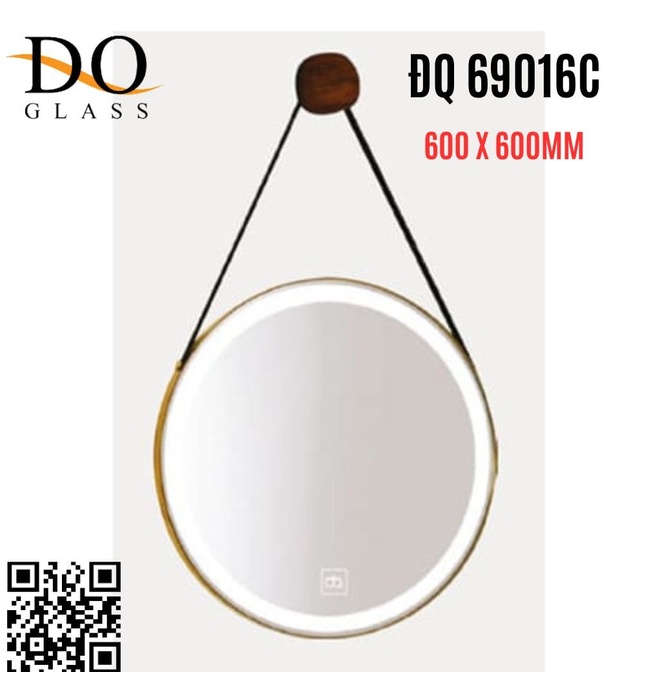 Gương dây da cảm ứng không đèn Đình Quốc ĐQ 69016C (600x600mm) 