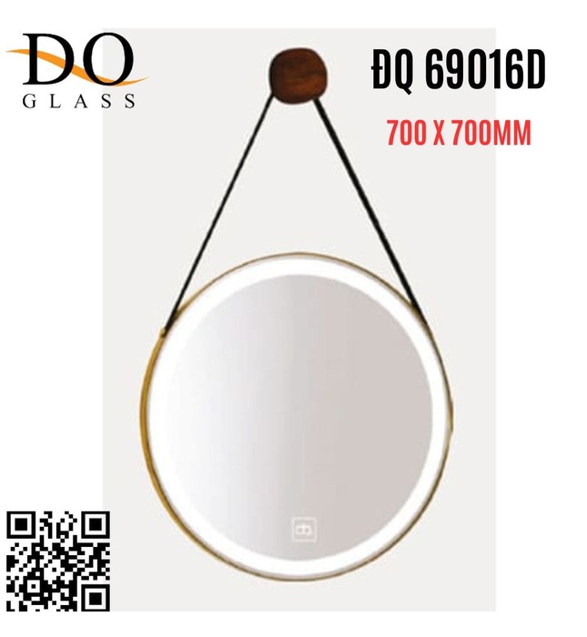 Gương dây da cảm ứng không đèn Đình Quốc ĐQ 69016D (700x700mm) 