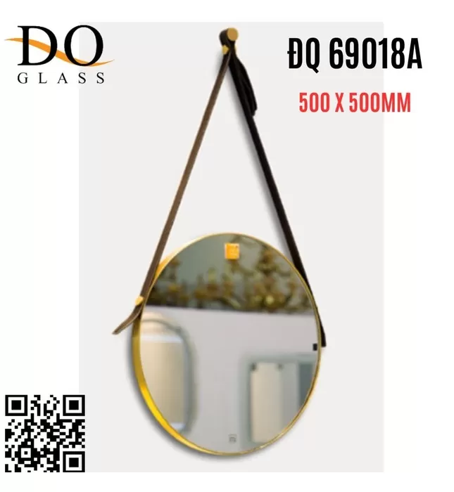 Gương Phòng Tắm Dây Da Hình Tròn Đình Quốc ĐQ 69018A 500x500mm
