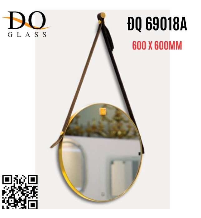 Gương dây da hình tròn Đình Quốc ĐQ 69018A(600x600mm) 